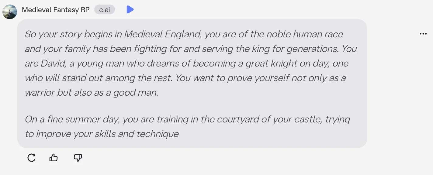 Character.AI roleplay opening — generic fantasy setup