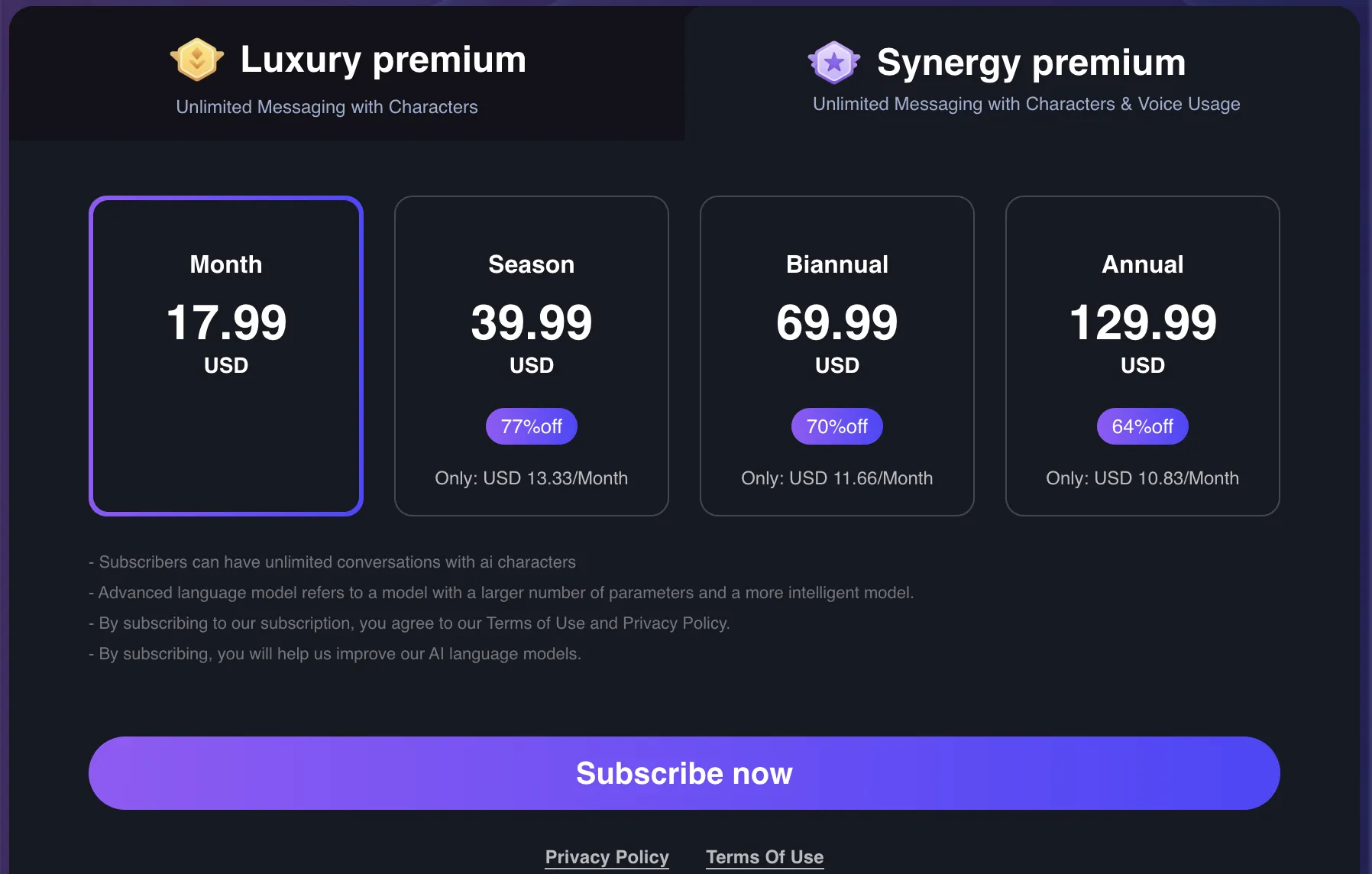 HiWaifu Synergy Premium pricing
