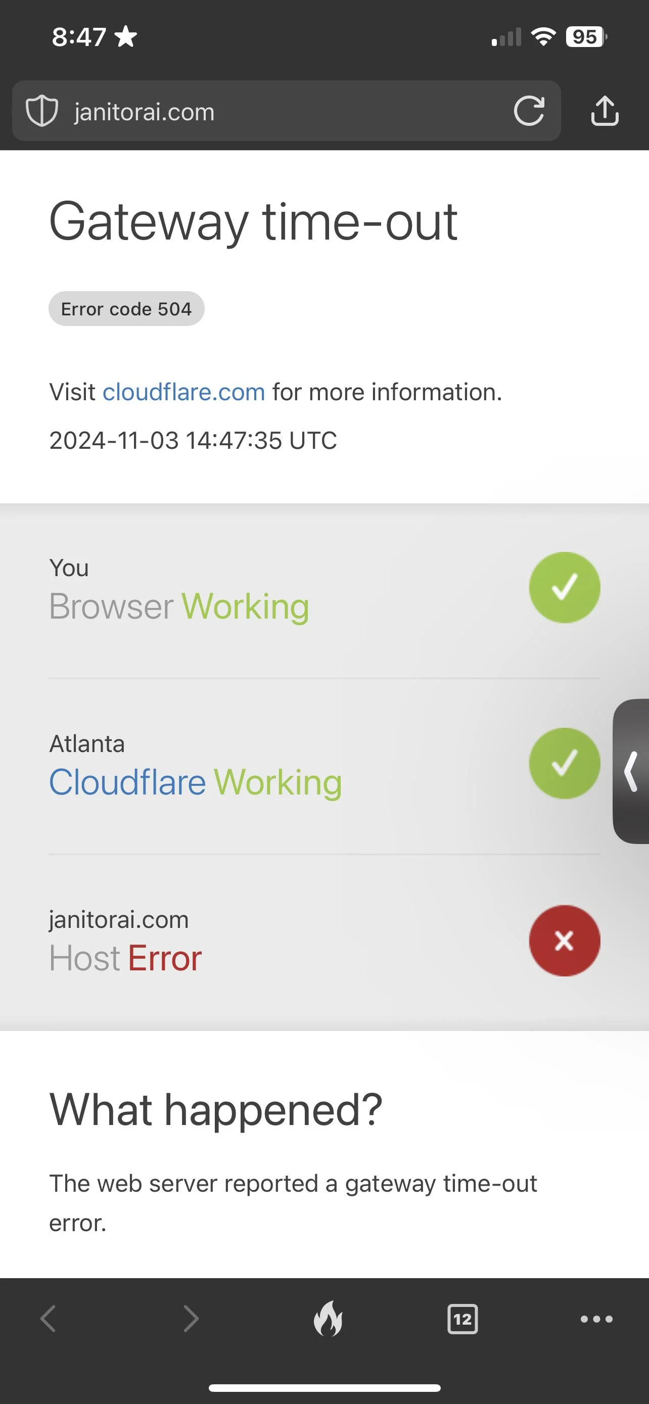JanitorAI 504 gateway timeout