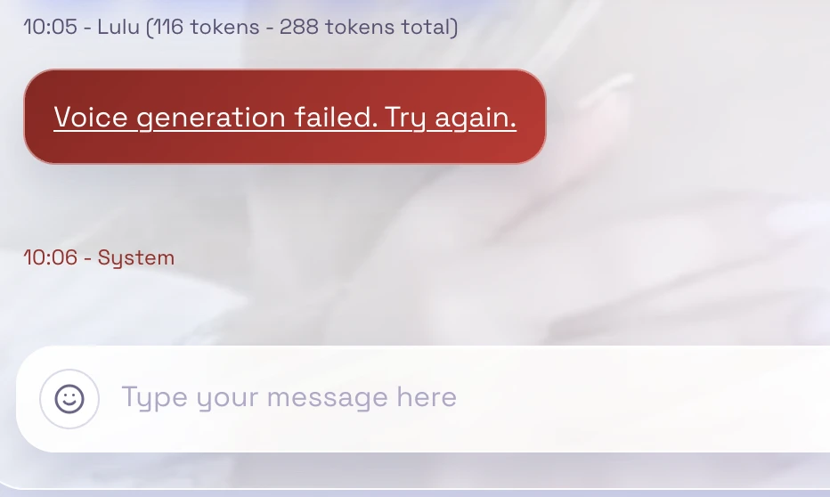 Muah AI voice generation failed error